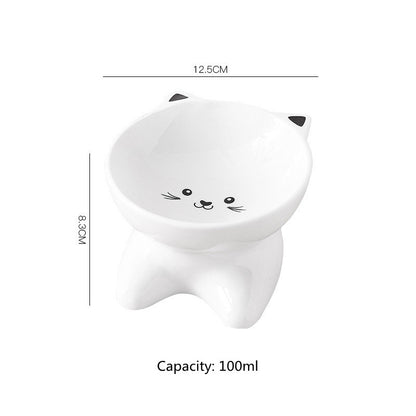 Ceramic Small Cat Face Shape Pet Food Bowl Cat Bowl Dog Bowl Universal And Easy To Clean