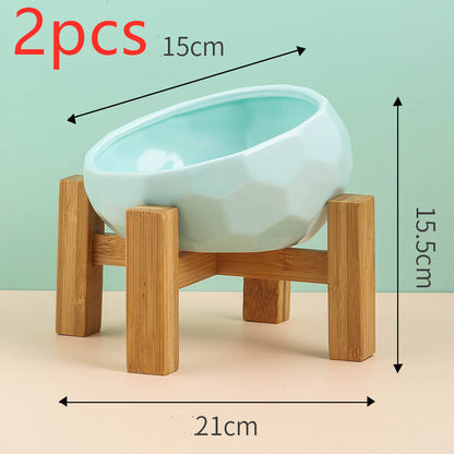 Pet Supplies Bowl Ceramic Cat Bowl Dog Bowl Oblique Mouth