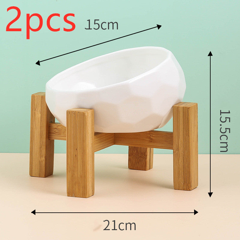 Pet Supplies Bowl Ceramic Cat Bowl Dog Bowl Oblique Mouth