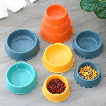 Pet Bowl Plastic Frosted Footprints Dog Cat Feeding Water Bowl Cat Bowl