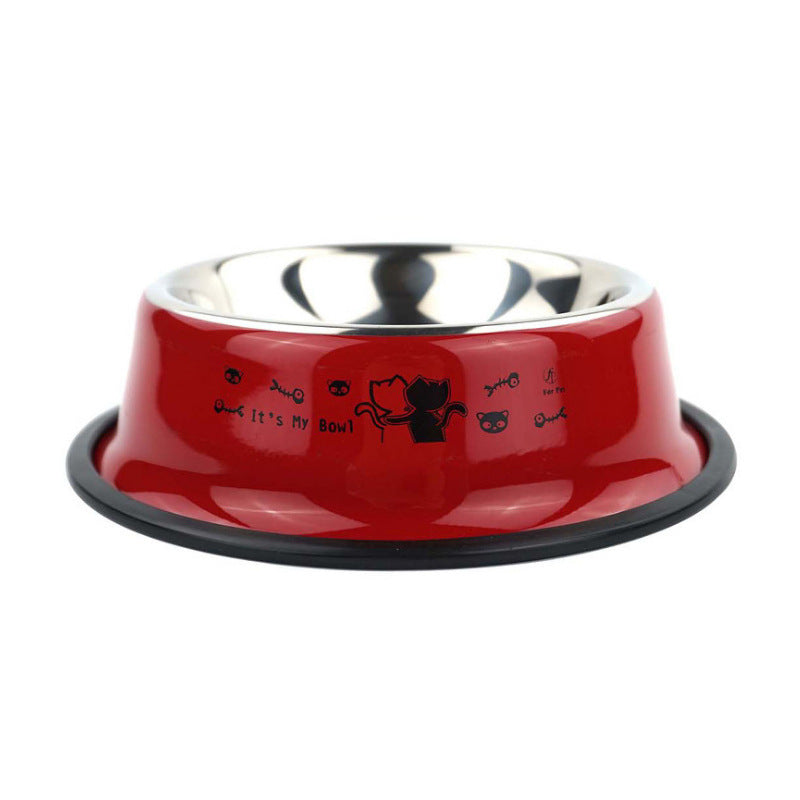 Stainless steel dog bowl, color printing dog bowl,bowl anti skid pet feeding basin feeding device, 6 size pet supplies