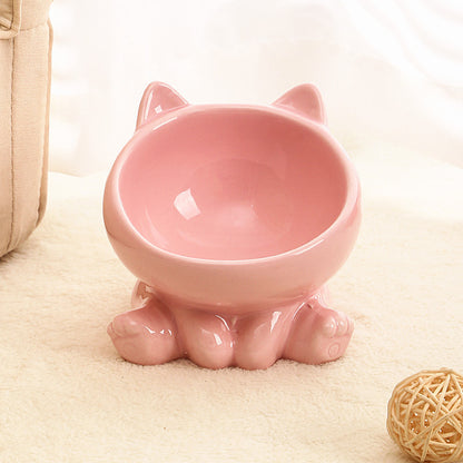 Ceramic Cat Bowl Cat Bowl Cat Food Bowl Neck Guard Oblique Mouth Dog Bowl Pet Bowl