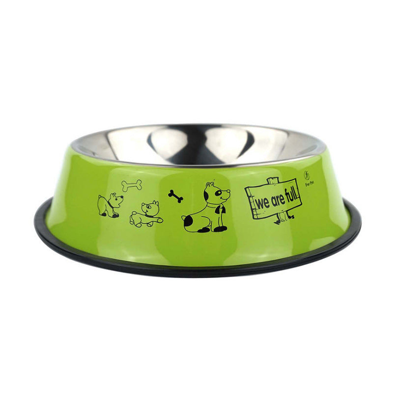 Stainless steel dog bowl, color printing dog bowl,bowl anti skid pet feeding basin feeding device, 6 size pet supplies