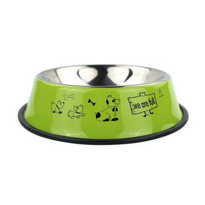 Stainless steel dog bowl, color printing dog bowl,bowl anti skid pet feeding basin feeding device, 6 size pet supplies