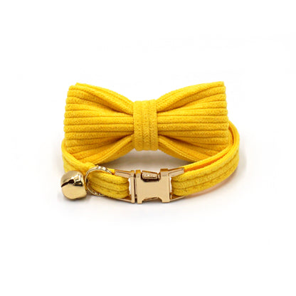 Handsome Cat Bow Corduroy Cat Collar