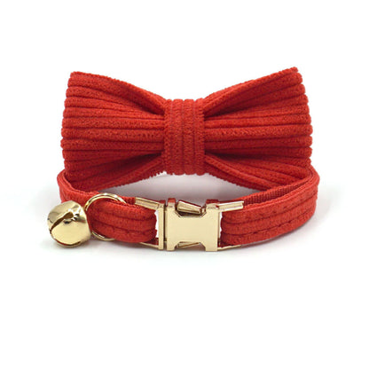 Handsome Cat Bow Corduroy Cat Collar