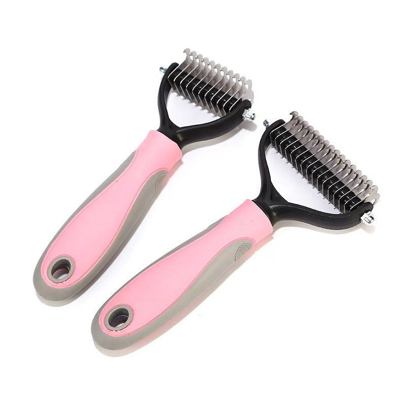 Stainless Double-sided Pet Brush Hair Removal Comb Grooming Dematting Dog Grooming Shedding Tools