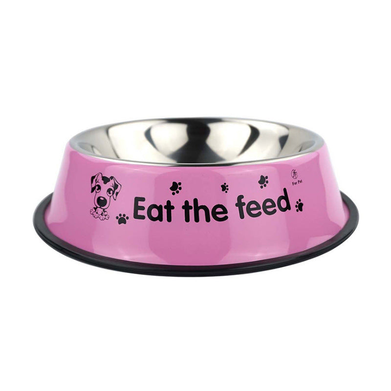 Stainless steel dog bowl, color printing dog bowl,bowl anti skid pet feeding basin feeding device, 6 size pet supplies