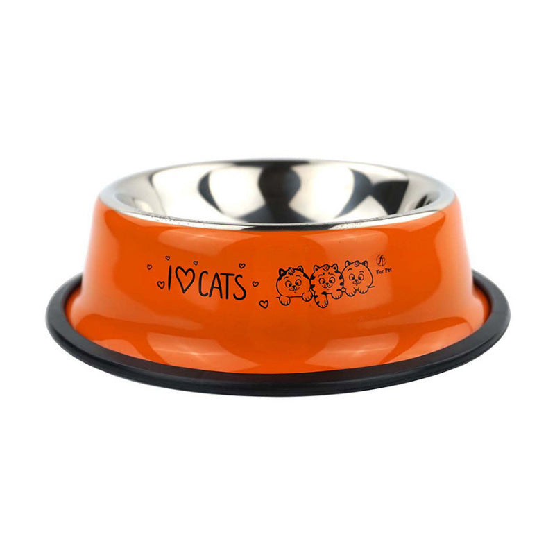 Stainless steel dog bowl, color printing dog bowl,bowl anti skid pet feeding basin feeding device, 6 size pet supplies