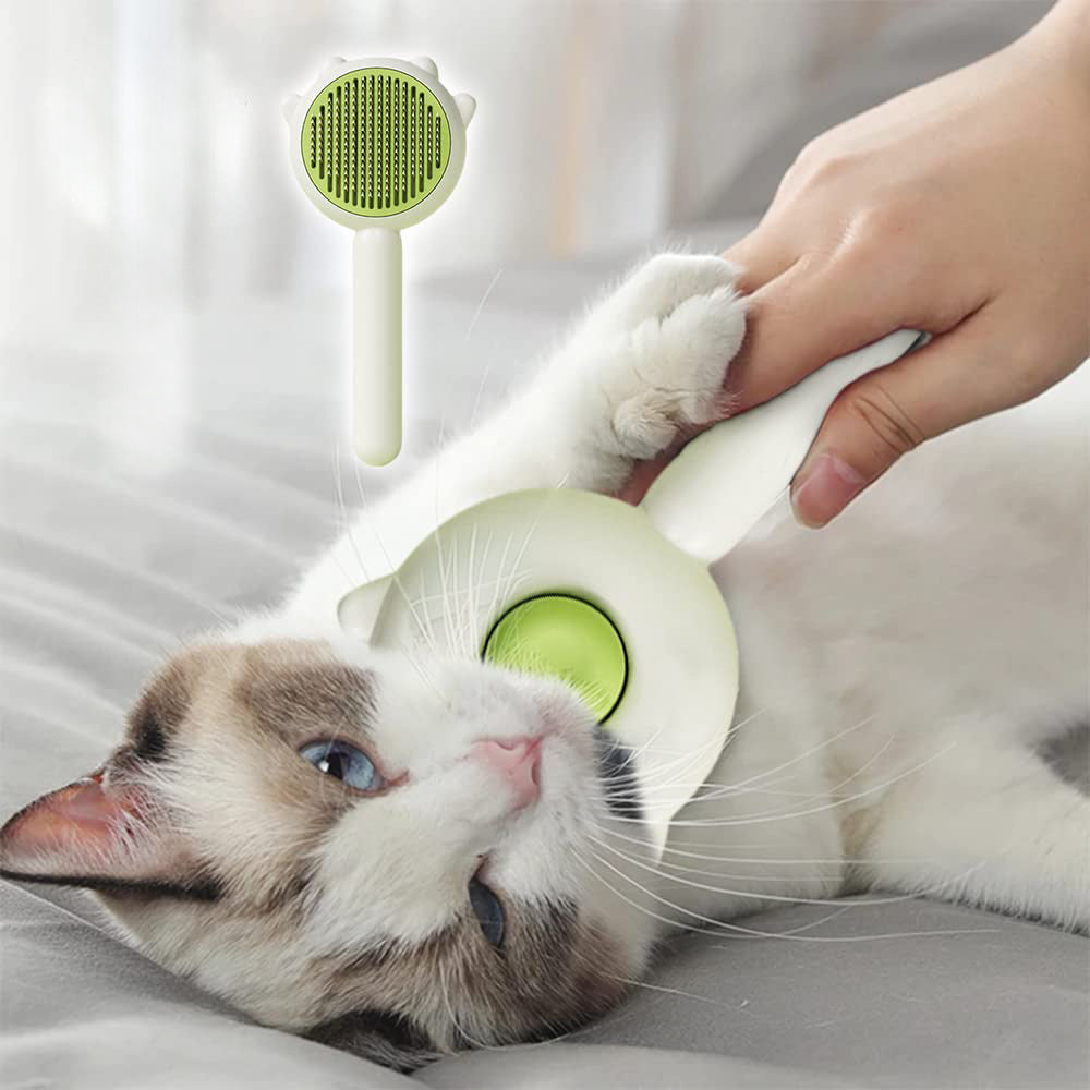 Pet Hair Cleaner Brush Cat Grooming Brush With Release Button Pet Hair Cleaner Brush Cat Grooming Brush Long Or Short Hair Cats Dogs Pet Massage BrushesComb For Cat Dog