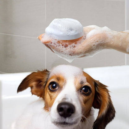 Dog Scrubber For Bath Silicone Comb Massage Pet Grooming Kitten Pet Bath Brush Shampoo Dispenser For Dog Grooming Bathing